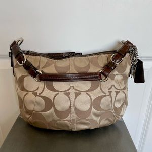 Coach Tan and Brown Carly Sateen Soho Shoulder Bag